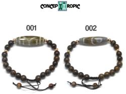  Bratara Bronzit cu Agata Tibetana Dzi - Rotund - Butoias - Accesorii GF -1 Buc