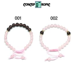  Bratara Cuart Roz cu Cuart Fumuriu - Rotunda 6-6, 9 mm- Accesorii Gold Filled - 1 Buc