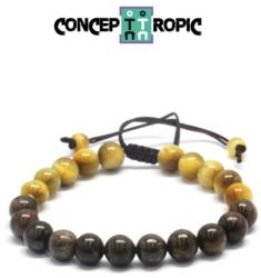  Bratara Bronzit cu Ochi de Tigru - Rotund - Accesorii Gold Filled - 1 Buc