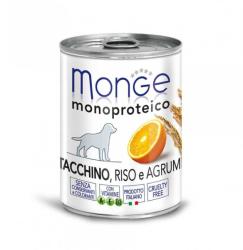 Monge Monoprotein, hrana umeda pentru caini cu curcan, orez si portocale, 400 g