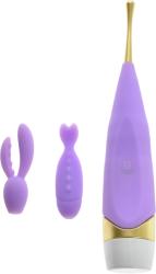 Passion Labs Vibrator Alice cu 2 Capete de Schimb Silicon Lila Passion Labs Vibrator