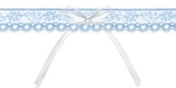  Kék csipke harisnyakötő esküvőre fehér szatén masnival