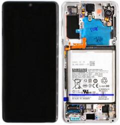 Samsung Galaxy S21 G991B - LCD Kijelző + Érintőüveg + Keret + Akkumulátor (Phantom White) - GH82-24716C, GH82-24718C Genuine Service Pack, Phantom White