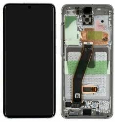 Samsung Galaxy S20 G980F - LCD Kijelző + Érintőüveg + Keret (Cloud White) - GH82-22123B, GH82-22131B Genuine Service Pack, Cloud White