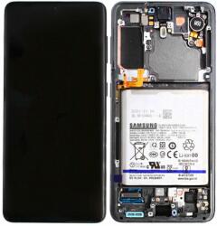 Samsung Galaxy S21 G991B - LCD Kijelző + Érintőüveg + Keret + Akkumulátor (Phantom Gray) - GH82-24716A, GH82-24718A Genuine Service Pack, Phantom Grey