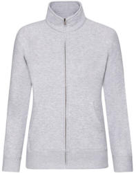 Fruit of the Loom Női Pulóver Hosszú ujjú Fruit of the Loom Lady-Fit Premium Sweat Jacket - L (14), Heather szürke