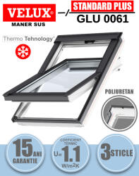 Velux Fereastra mansarda VELUX GLU 0061, poliuretan, 3 sticle, maner sus (GLU CK02 0061)