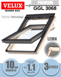 Velux Fereastra mansarda VELUX GGL 3068, lemn de pin, 3 sticle, maner sus (GGL CK02 3068)