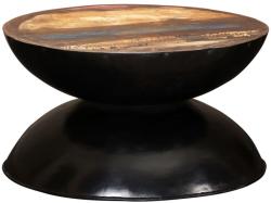 vidaXL Măsuță de cafea, bază neagră, 60x60x33 cm, lemn masiv reciclat (244900) Masa de cafea