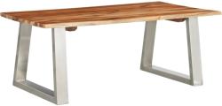 vidaXL Masă de cafea, 100x60x40 cm, lemn masiv acacia&oțel inoxidabil (283896) Masa de cafea