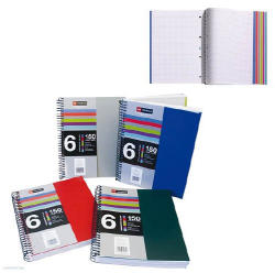 LeColor Spirálfüzet LeColor Notebook PP, A/5, kockás, 6 x 25 lap