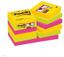 POST-IT Super Sticky öntapadós jegyzettömb, szivárványcsomag 48×48 mm, 622-12SS-RIO, 90 lap, 12 tömb, Rio