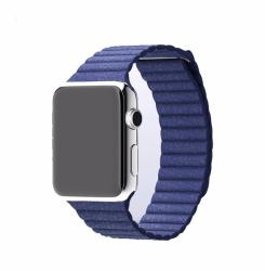 Utángyártott iKi Apple Watch 45mm / 44mm / 42mm Bőr Loop szíj - kék