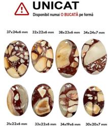  Pandantiv Jasp Mokait Breccia cu Gaura Oval - 30-38 x 19-24 x 6-7 mm - 1 Buc