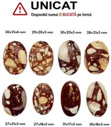  Pandantiv Jasp Mokait Breccia cu Gaura Oval - 27-31 x 17-21 x 5-6 mm - 1 Buc