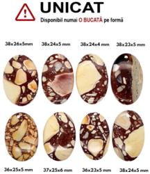  Pandantiv Jasp Mokait Breccia cu Gaura Oval - 36-38 x 23-26 x 4-6 mm - 1 Buc