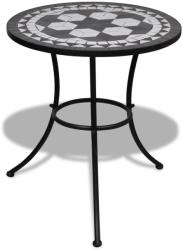 vidaXL Masă de bistro, alb și negru, 60 cm, mozaic (41532)