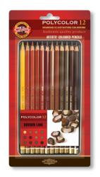 KOH-I-NOOR Set 12 creioane colorate KOH-I-NOOR POLYCOLOR, nuante maro