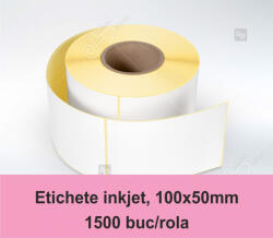 LabelLife Etichete inkjet (JetGloss) in rola 100x50mm, adeziv permanent, 1500 buc rola (compatibile Epson) (ER39R100X50ED)