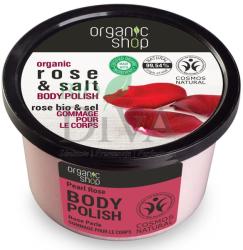 Organic Shop Exfoliant de corp polish cu sare marină și trandafir Pearl Rose Organic Shop 250-ml
