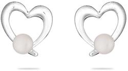 Swan Сребърно колие сърце със сладководна бяла перла LA123EW Swan