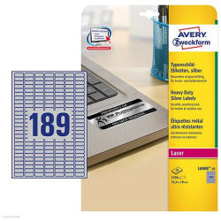 Avery Zweckform Etikett címke speciális L6008-20 ipari ezüst poliészter 25, 4 x 10 mm 20 ív Avery