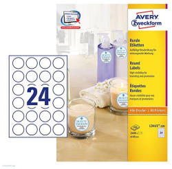 Avery Zweckform Etikett címke speciális L3415-100 fehér kör 40 mm 100 ív Avery