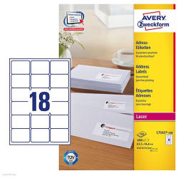 Avery Zweckform Etikett címke címzés L7161-100 C6 borítékra QuickPEEL 63, 5 x 46, 6 mm