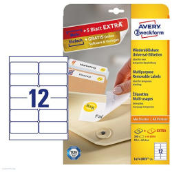 Avery Zweckform Etikett címke speciális L4743REV-25 visszaszedhető 99, 1 x 42, 3 mm 25 ív Avery