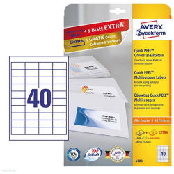 Avery Zweckform Etikett címke univerzális 4780 fehér QuickPEEL 48, 5 x 25, 4 mm 25 ív Avery