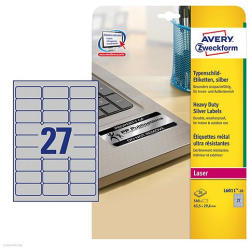 Avery Zweckform Etikett címke speciális L6011-20 ipari ezüst poliészter címke 63, 5 x 29, 6 mm