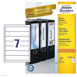 Avery Zweckform Etikett címke Iratrendező L4760-100 fehér 192 x 38 mm 100 ív Avery