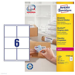 Avery Zweckform Etikett címke címzés L7166-100 csomagra kerekített sarkok QuickPEEL 99, 1 x 93, 1 mm