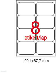 APLI Etikett A2420 99, 1 x 67, 7 mm 100 ív kerekített sarkú