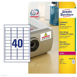 Avery Zweckform Etikett címke speciális L6140-20 3x erősebb tapadás 45, 7 x 25, 4 mm 20 ív Avery