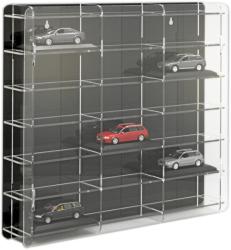 Rosa Modellautó vitrin, polc bemutató szekrény átlátszó akril 1: 43 méretarányú modellekhez 50x7, 5x46 cm fekete hátlappal