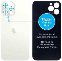 Apple iPhone 12 Pro Max - Hátsó Ház Üveg Nagyobb Kamera Nyílással (Silver), Silver
