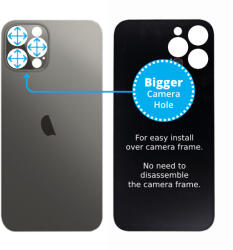 Apple iPhone 12 Pro - Hátsó Ház Üveg Nagyobb Kamera Nyílással (Graphite), Graphite