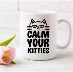 Gravolo Cana alba personalizata Calm Your Kitties (C215)