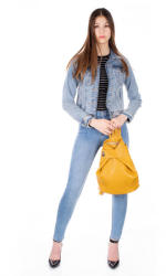 Diva Collection Valódi bőr női hátizsák sárga színben (S6933_mustard)