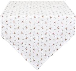 Clayre & Eef Traversa de masa bumbac alba Roses 50*160 cm (CCRPL65) Fata de masa