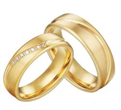 Ékszerkirály Férfi karikagyűrű, titánacél, aranyszínű, 7-es méret (32847257167_12)
