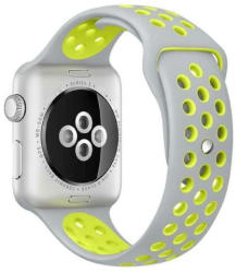 Curea Sport Perforata, compatibila Apple Watch 1/2/3/4, Silicon, 42mm/44mm, Gri / Galben