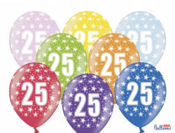 PartyDeco S. r. o Lufi, nagy csomag, évszámos (25), metál, 50 db/cs/vegyes színekben