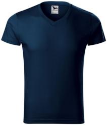 MALFINI Férfi póló Slim Fit V-neck - Tengerészkék | L (1460215)