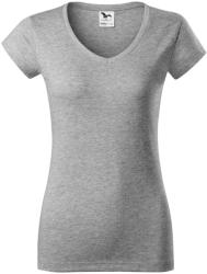 MALFINI Női póló Fit V-neck - Sötétszürke melírozott | L (1621215)