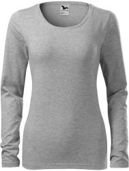 MALFINI Női hosszú újjő póló Slim - Sötétszürke melírozott | S (1391213)