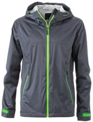 James & Nicholson (Daiber) Férfi softshell kapucnis kabát JN1098 - Acélszürke / zöld | S (1-JN1098-1725237)