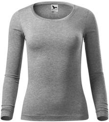 MALFINI Női hosszú ujjú póló Fit-T Long Sleeve - Sötétszürke melírozott | L (1691215)