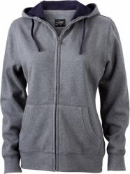 James & Nicholson (Daiber) Női kapucnis cipzáros pulóver JN962 - Szürke melírozott / sötétkék | L (1-JN962-1700604)